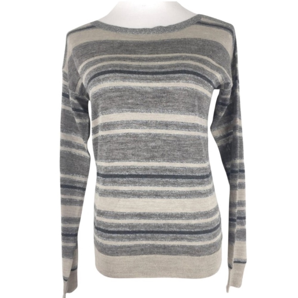 Rebecca Taylor striped  gray sweater